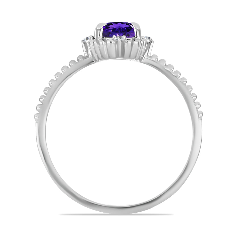 Anillo de Plata con Amatista de Marruecos y Topacio Blanco
