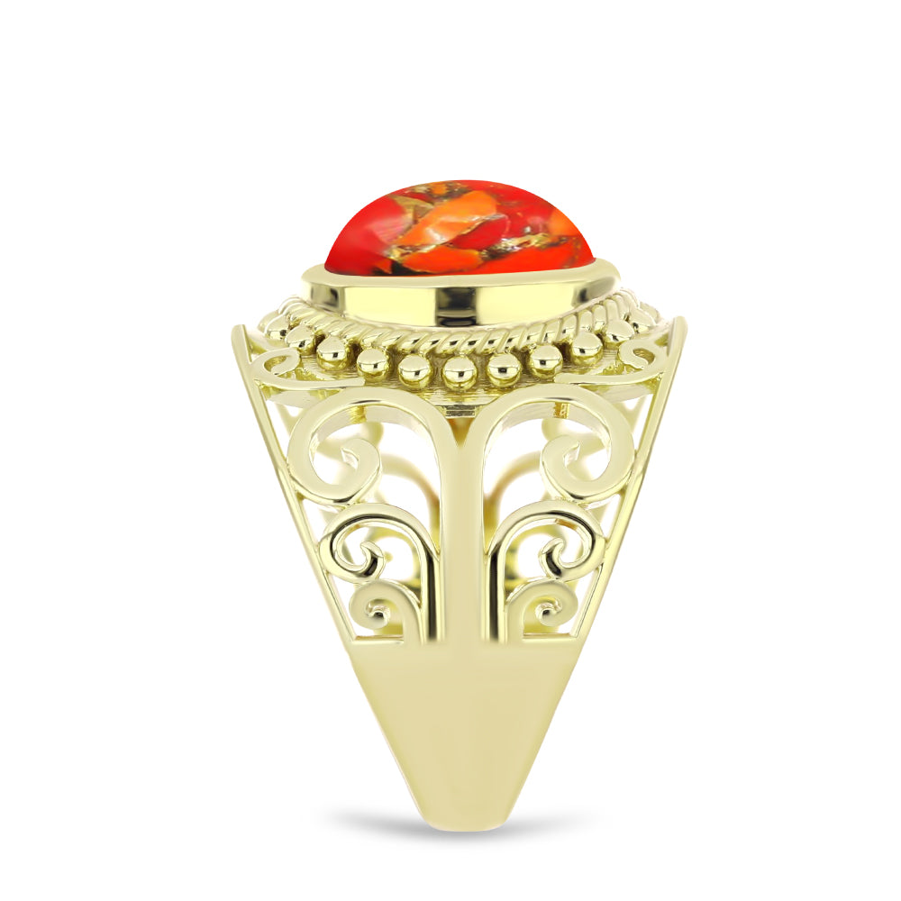 Anillo de Plata Bañada en Oro con Turquesa de Mohave