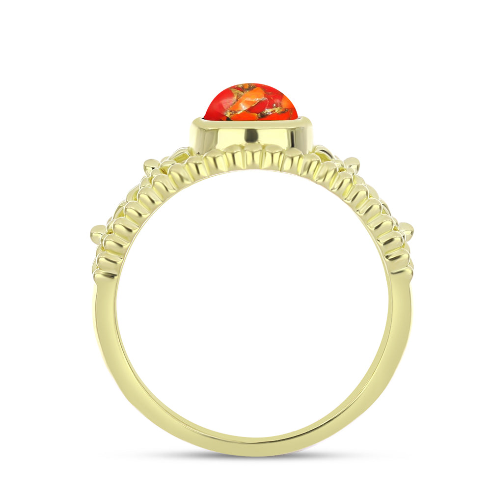 Anillo de Plata Bañada en Oro con Turquesa de Mohave