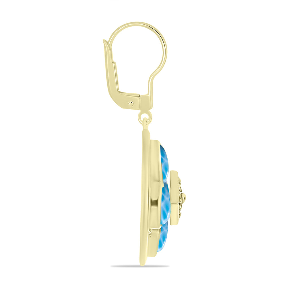Pendientes de Plata Bañada en Oro con Larimar 2 
