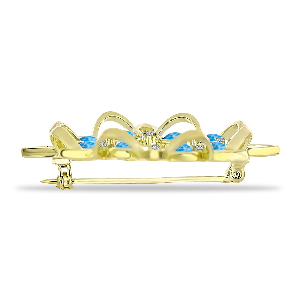 Broche de Plata Bañada en Oro con Larimar y Topacio Azul Suizo 2 