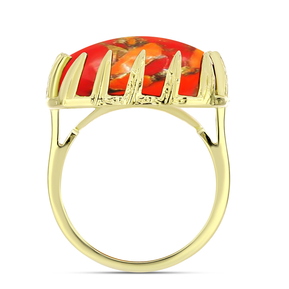Anillo de Plata Bañada en Oro con Turquesa de Mohave 2 