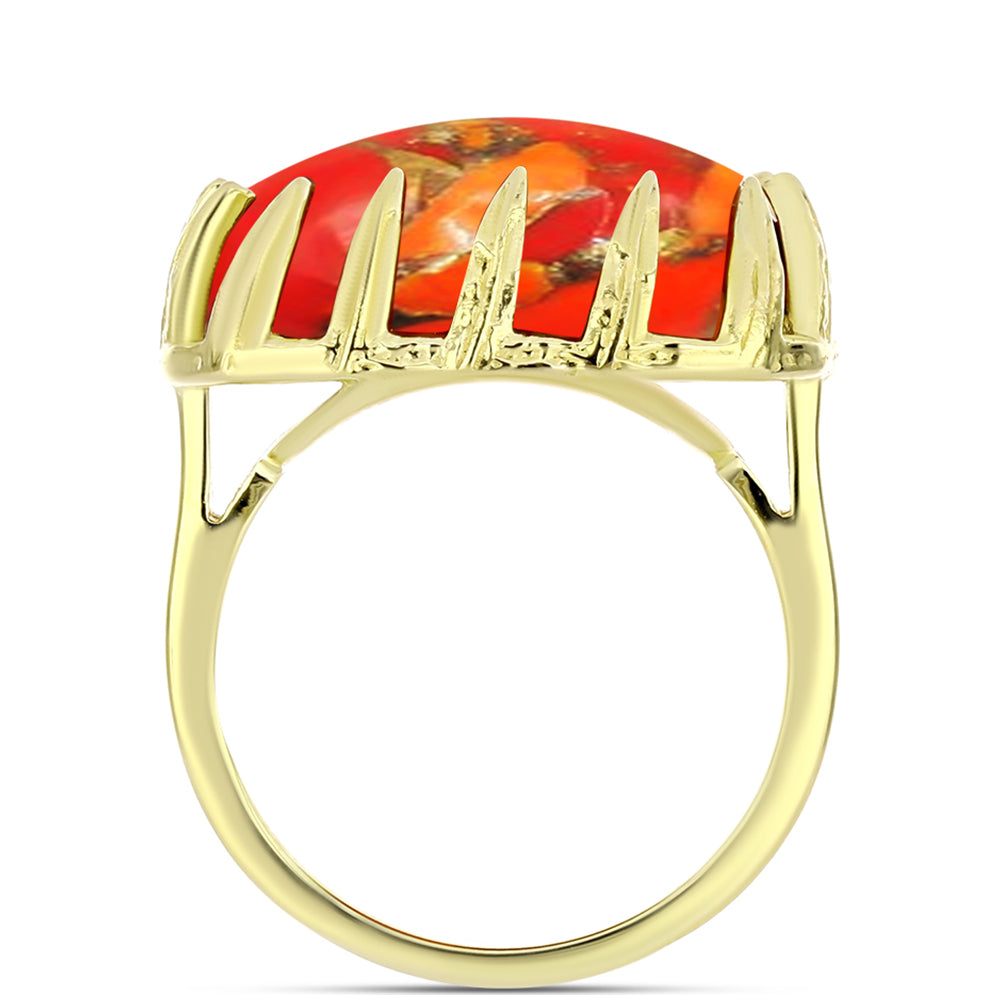 Anillo de Plata Bañada en Oro con Turquesa de Mohave 6 