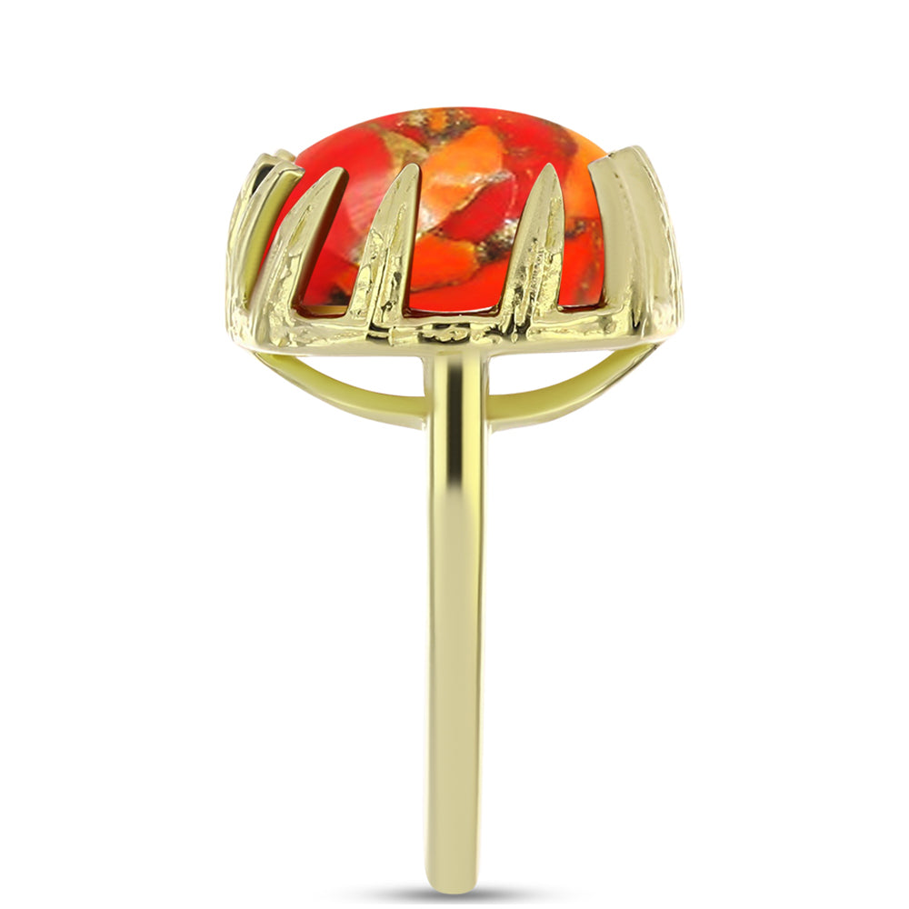 Anillo de Plata Bañada en Oro con Turquesa de Mohave 8 