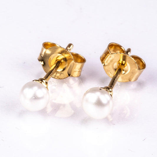 Pendientes de Plata Bañada en Oro con Perla de Agua Dulce