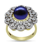 Anillo de Plata Bañada en Oro con Perla Negra de Agua dulce y Topacio Blanco