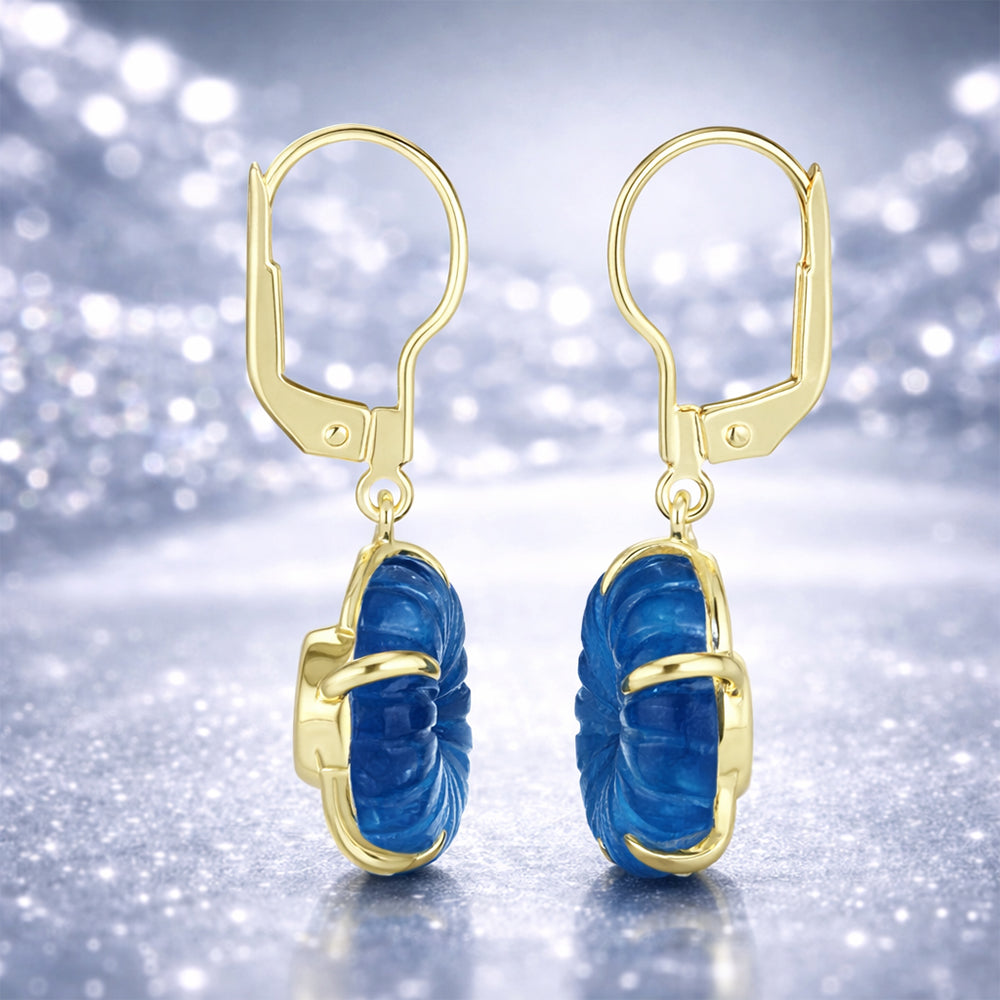 Pendientes de Plata Bañada en Oro con Jade Azul