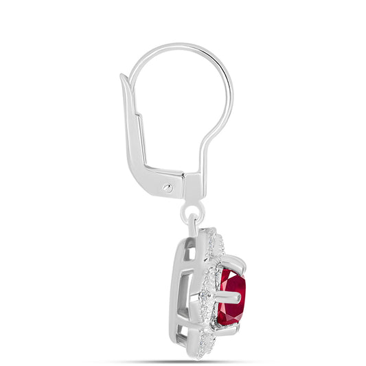 Pendientes de Plata con Rubí de Madagascar y Topacio Blanco