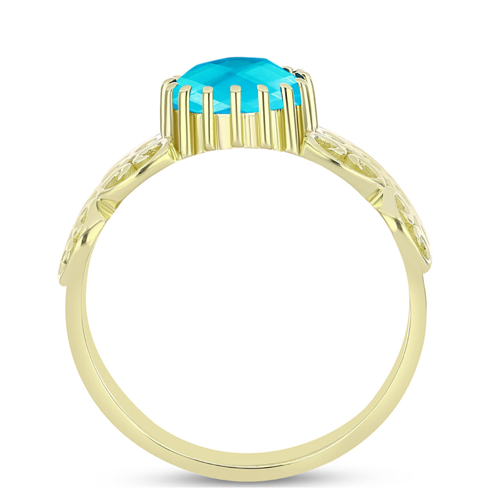 Anillo de Plata Bañada en Oro con Jade Azul 2 
