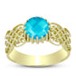 Anillo de Plata Bañada en Oro con Jade Azul