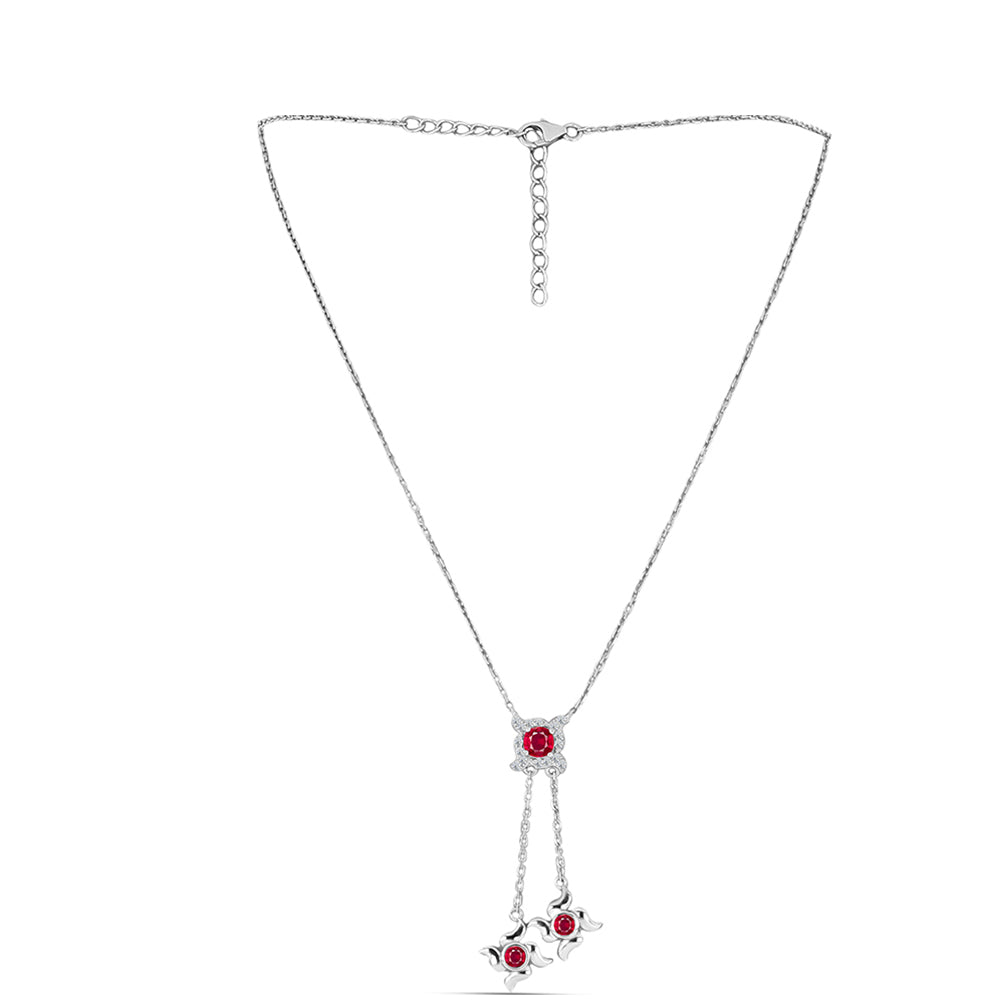 Collar de Plata con Rubí de Madagascar y Topacio Blanco 1 