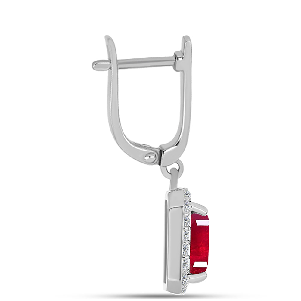 Pendientes de Plata con Rubí de Madagascar y Topacio Blanco 2 
