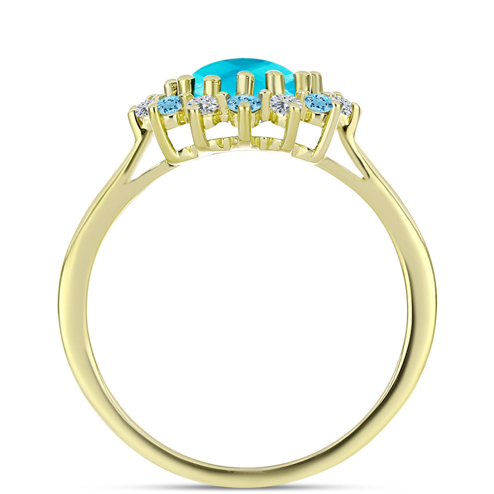 Anillo de Plata Bañada en Oro con Jade Azul