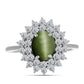 Anillo de Plata con Ojo de Gato Verde de Antananarivo y Topacio Blanco