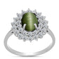 Anillo de Plata con Ojo de Gato Verde de Antananarivo y Topacio Blanco