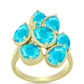 Anillo de Plata Bañada en Oro con Jade Azul