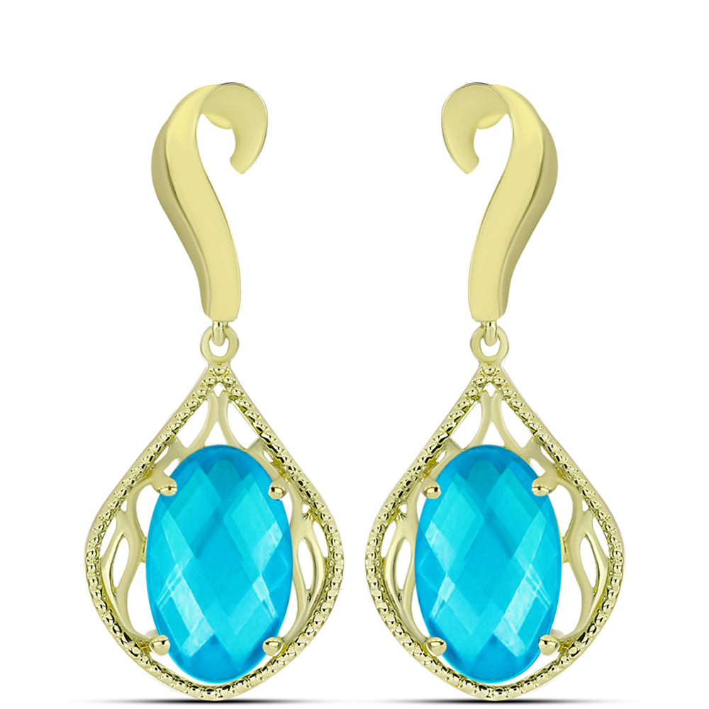 Pendientes de Plata Bañada en Oro con Jade Azul 1 