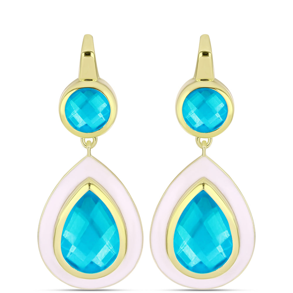 Pendientes de Plata Bañada en Oro con Jade Azul 1 