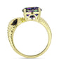 Anillo de Plata Bañada en Oro con Cuarzo Hematita verde místico y Espinela Negra