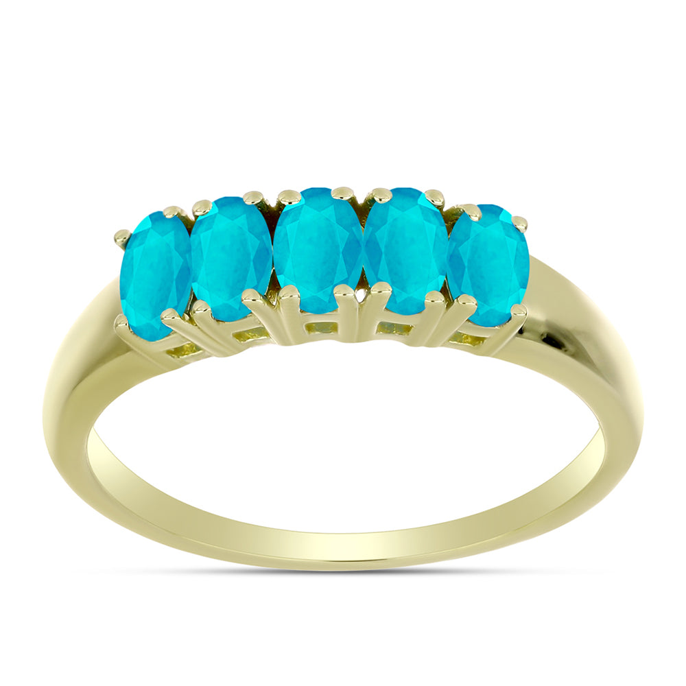 Anillo de Plata Bañada en Oro con Jade Azul 3 