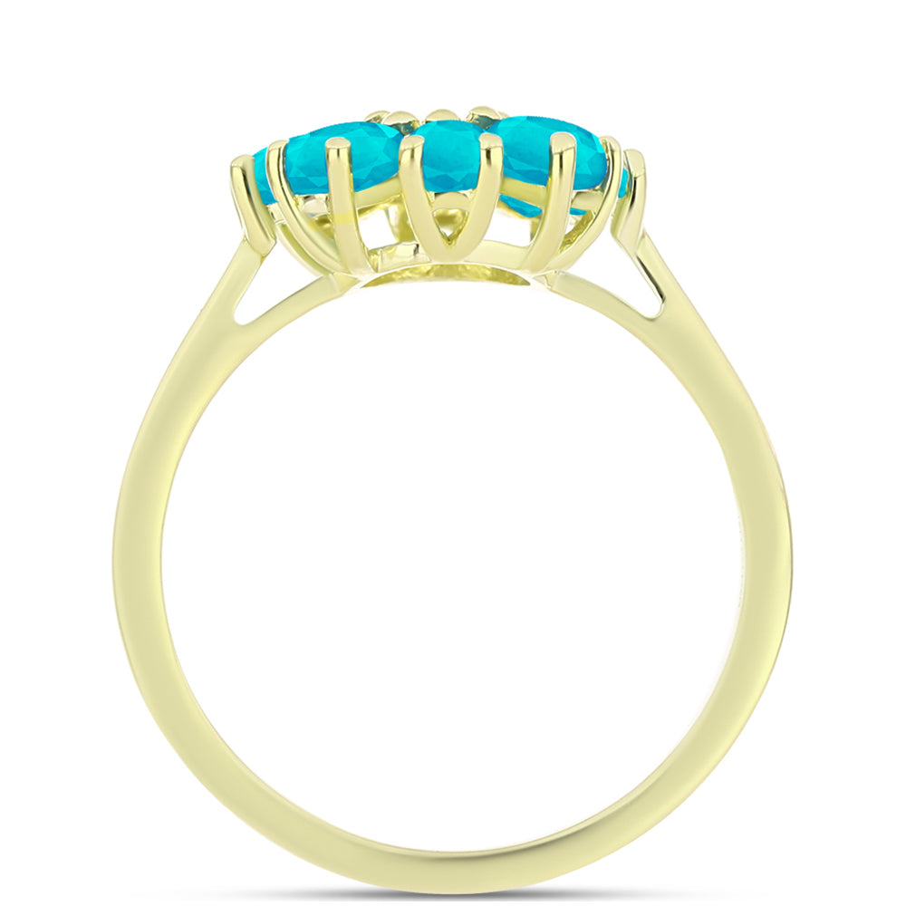 Anillo de Plata Bañada en Oro con Jade Azul y Topacio Blanco 2 