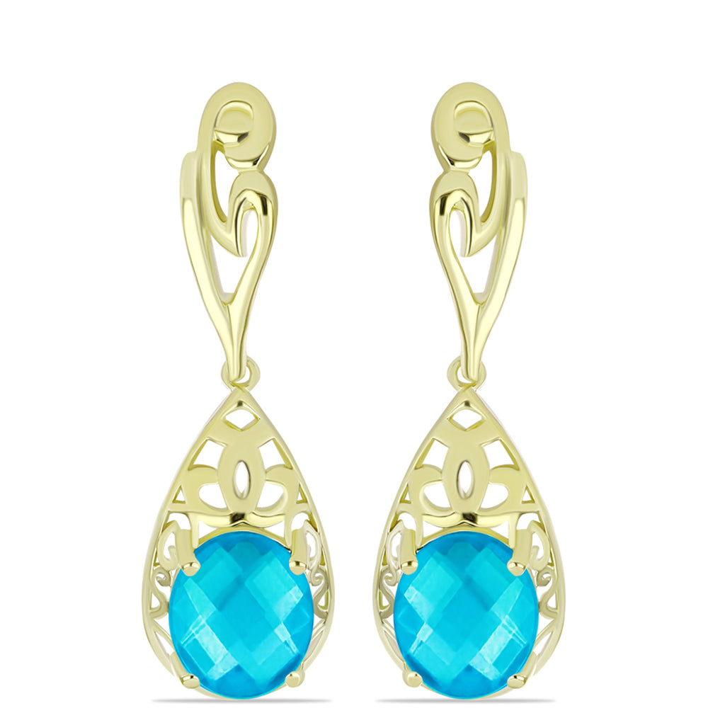 Pendientes de Plata Bañada en Oro con Jade Azul