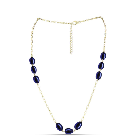 Collar de Plata Bañada en Oro con Perla Negra de Agua dulce