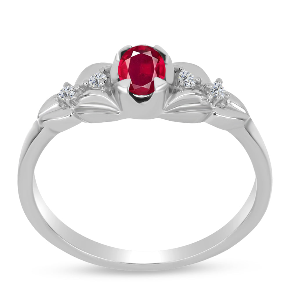 Anillo de Plata con Rubí de Madagascar y Topacio Blanco