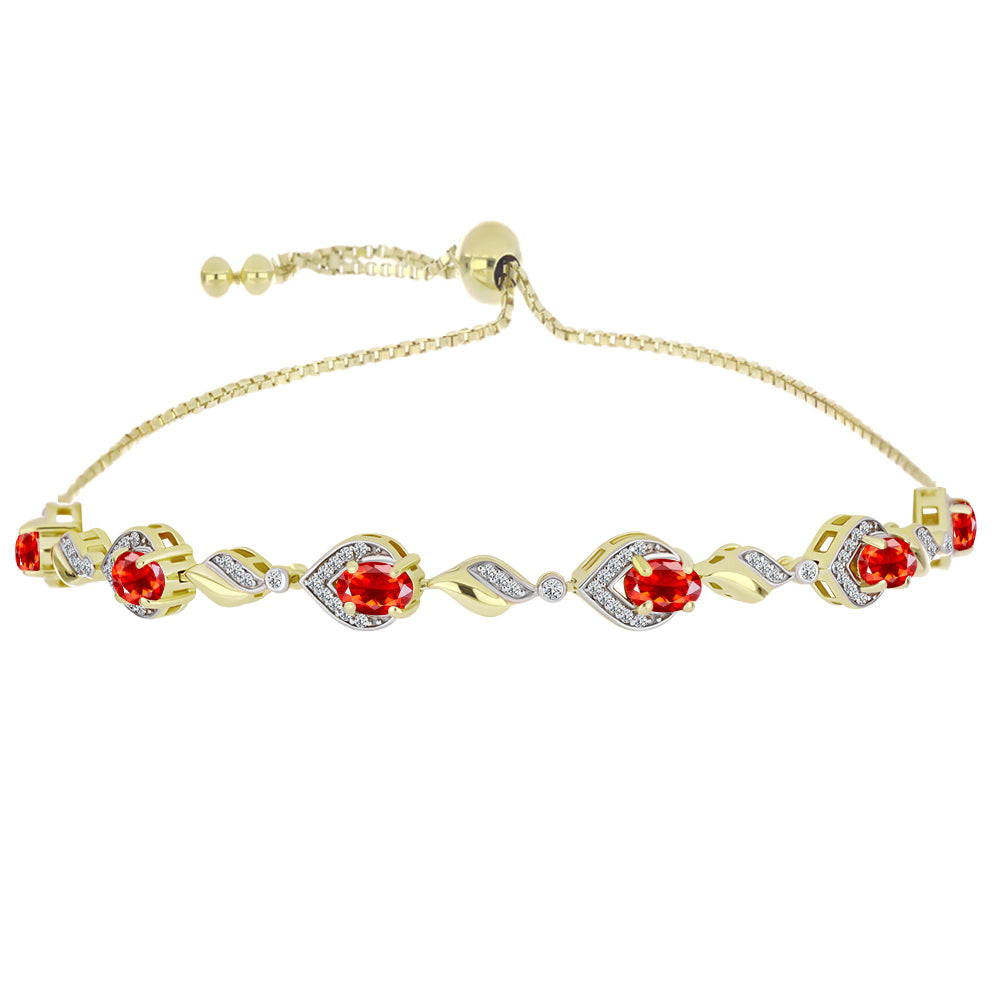 Pulsera de Plata Bañada en Oro con Ópalo de Fuego de Lega Dembi y Topacio Blanco 1 