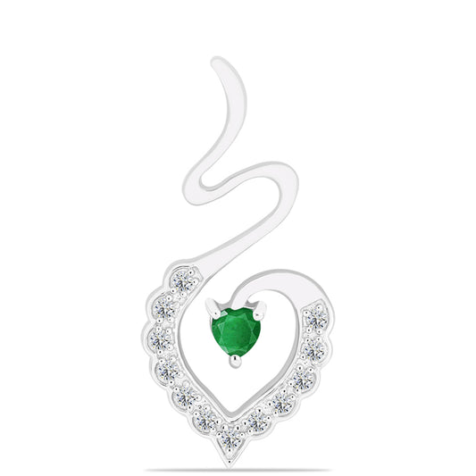 Colgante de Plata con Esmeralda de Zambia y Topacio Blanco