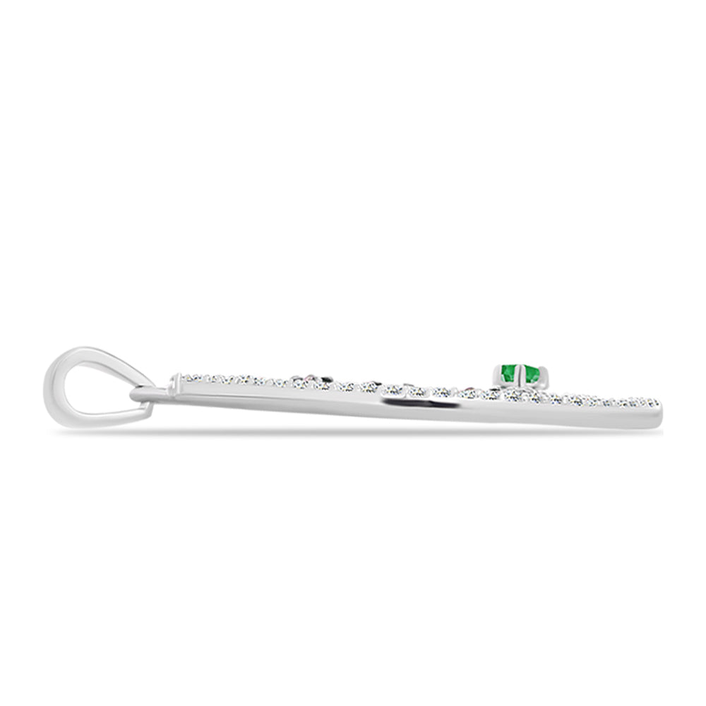 Colgante de Plata con Esmeralda de Zambia y Topacio Blanco 2 