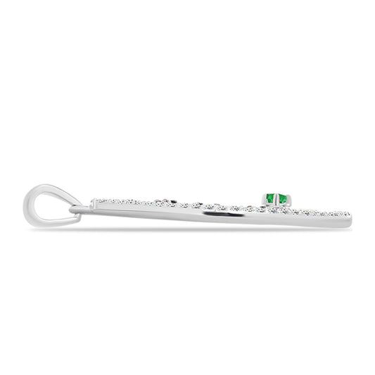 Colgante de Plata con Esmeralda de Zambia y Topacio Blanco