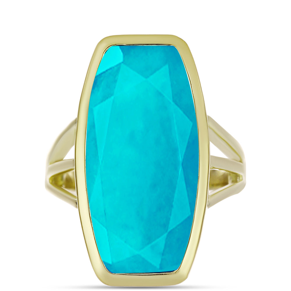 Anillo de Plata Bañada en Oro con Jade Azul 1 