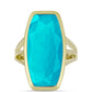 Anillo de Plata Bañada en Oro con Jade Azul
