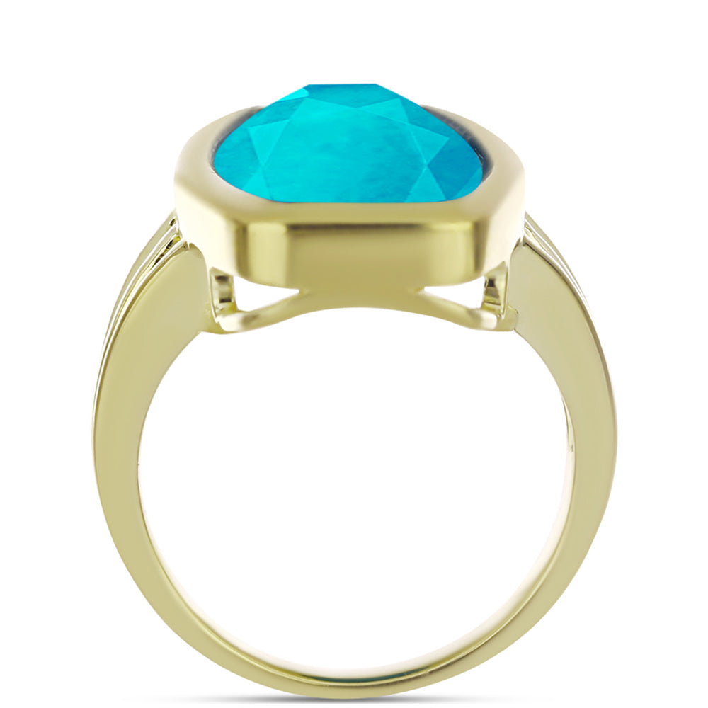 Anillo de Plata Bañada en Oro con Jade Azul 2 