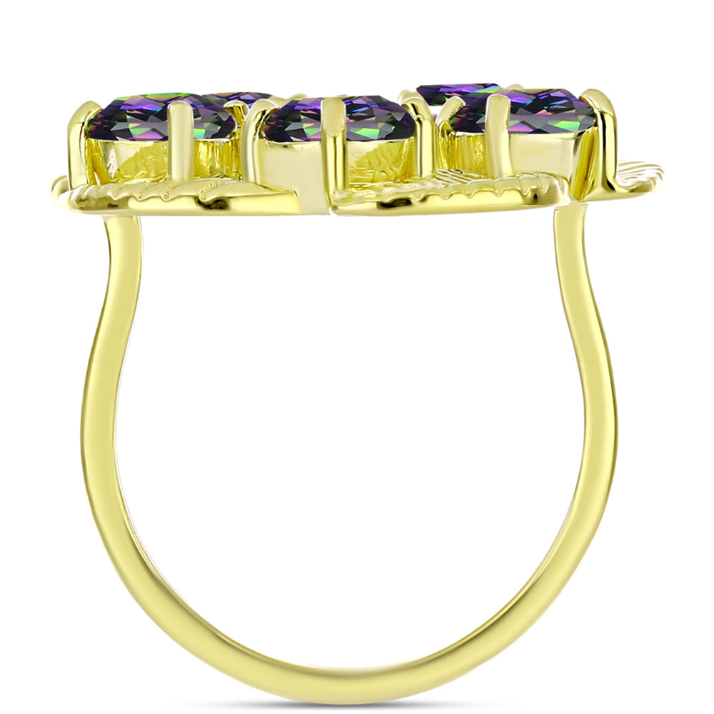 Anillo de Plata Bañada en Oro con Cuarzo Hematita verde místico 2 