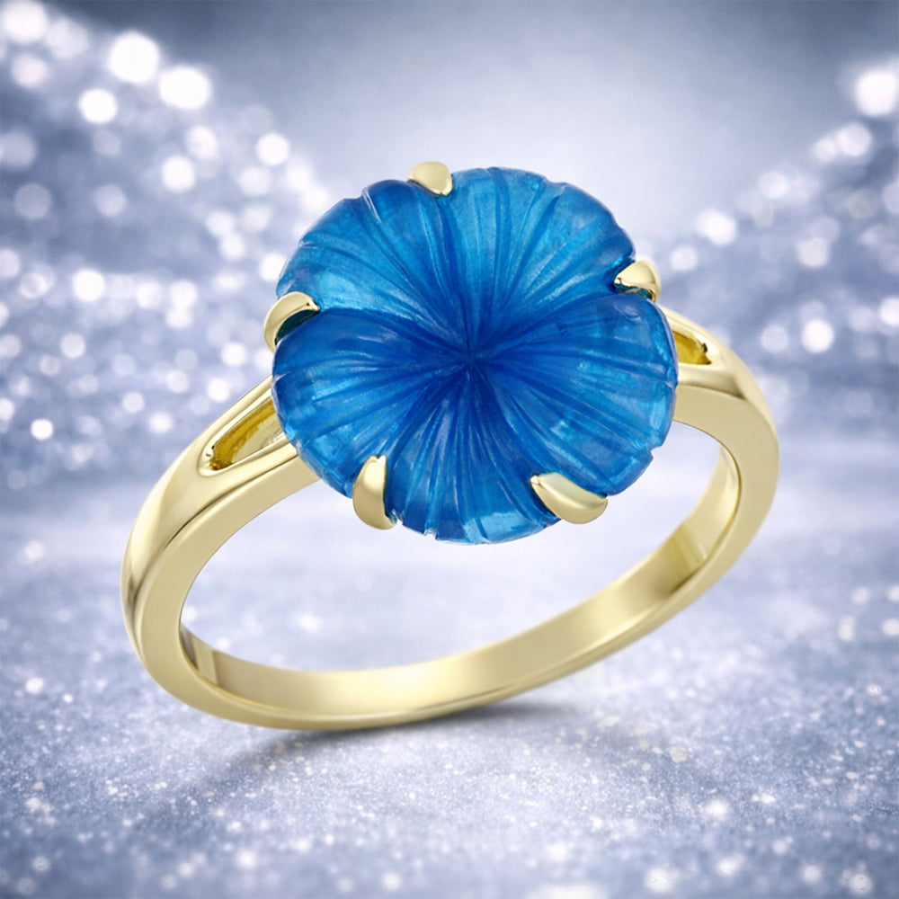 Anillo de Plata Bañada en Oro con Jade Azul 1 