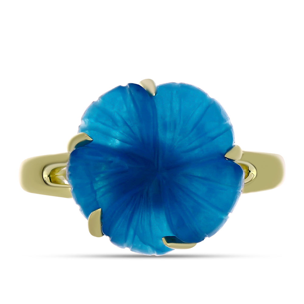 Anillo de Plata Bañada en Oro con Jade Azul 2 