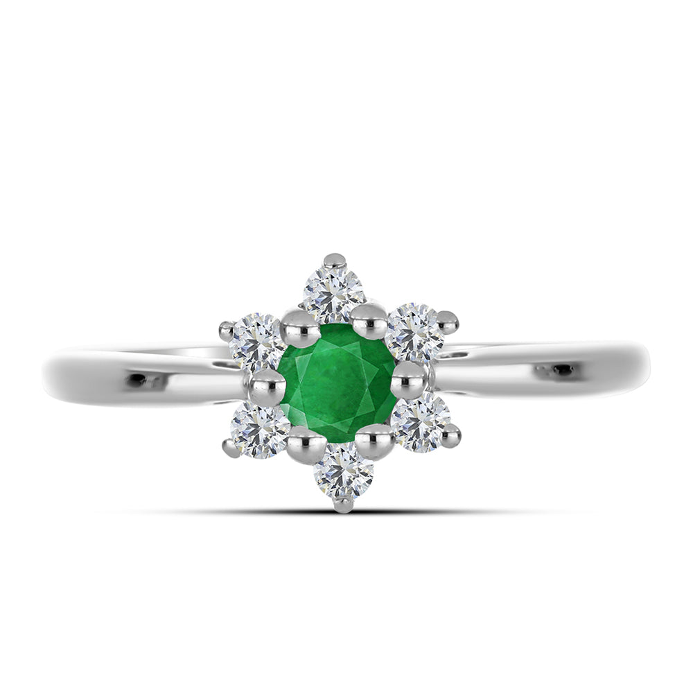 Anillo de Plata con Esmeralda de Zambia y Topacio Blanco 1 