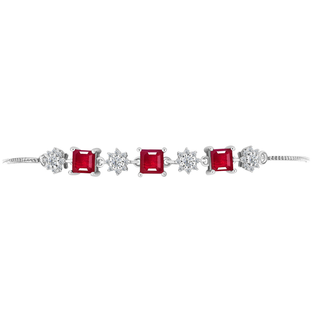 Pulsera de Plata con Rubí de Madagascar y Topacio Blanco 2 