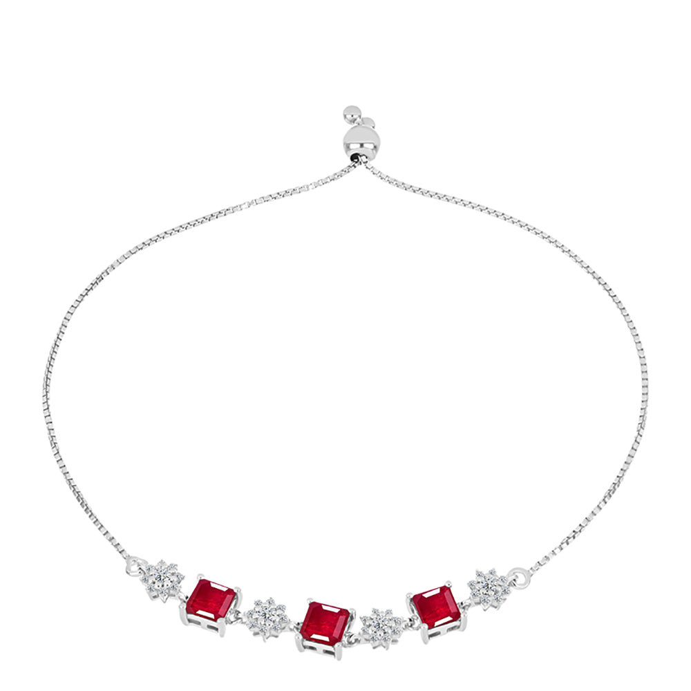 Pulsera de Plata con Rubí de Madagascar y Topacio Blanco 1 