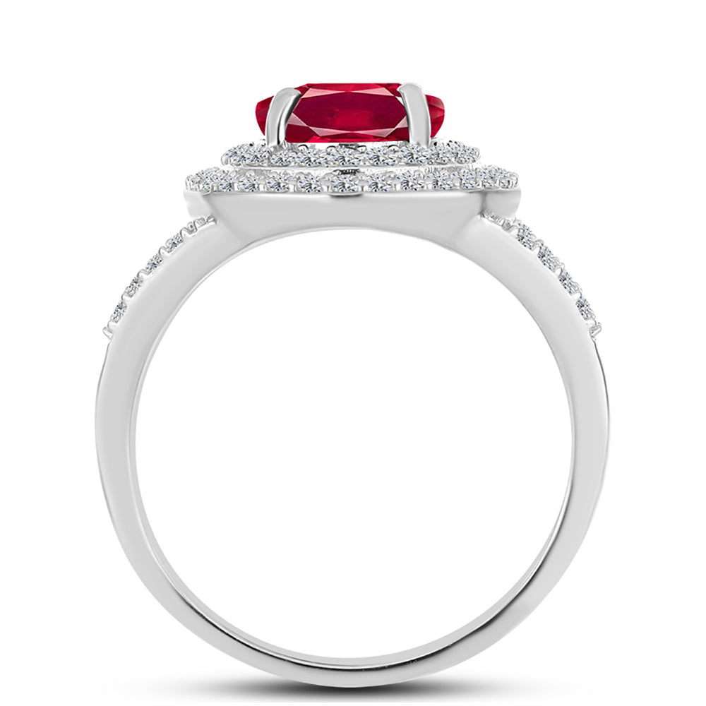 Anillo de Plata con Rubí de Madagascar y Topacio Blanco
