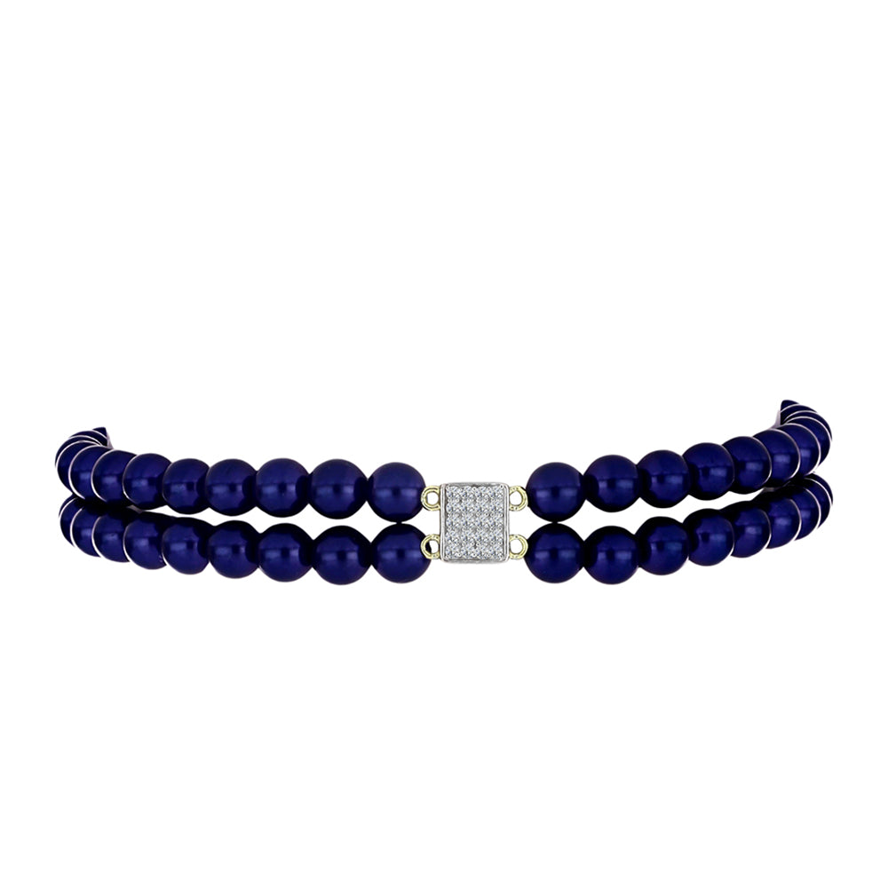Pulsera de Plata Bañada en Oro con Perla Negra de Agua dulce y Topacio Blanco