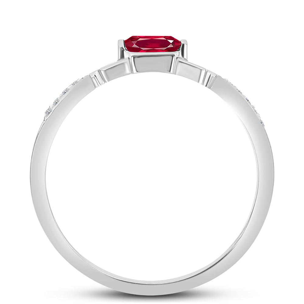 Anillo de Plata con Rubí de Madagascar y Topacio Blanco 2 