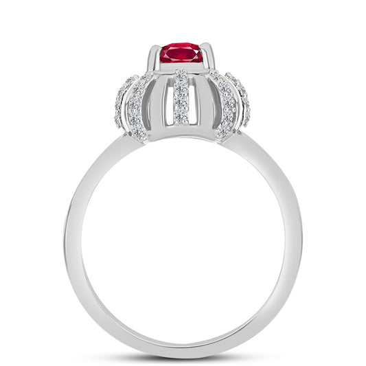Anillo de Plata con Rubí de Madagascar y Topacio Blanco
