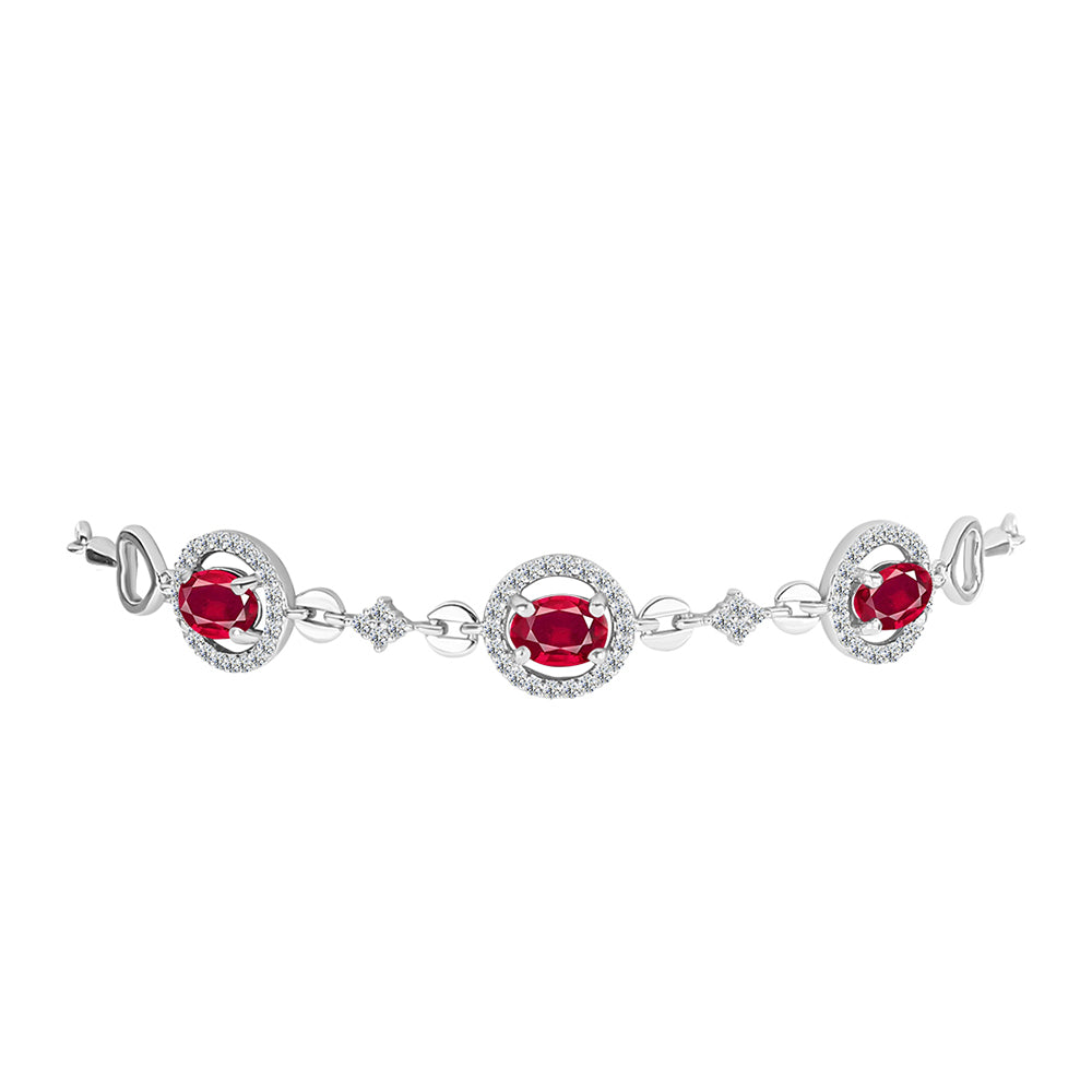 Pulsera de Plata con Rubí de Madagascar y Topacio Blanco 2 