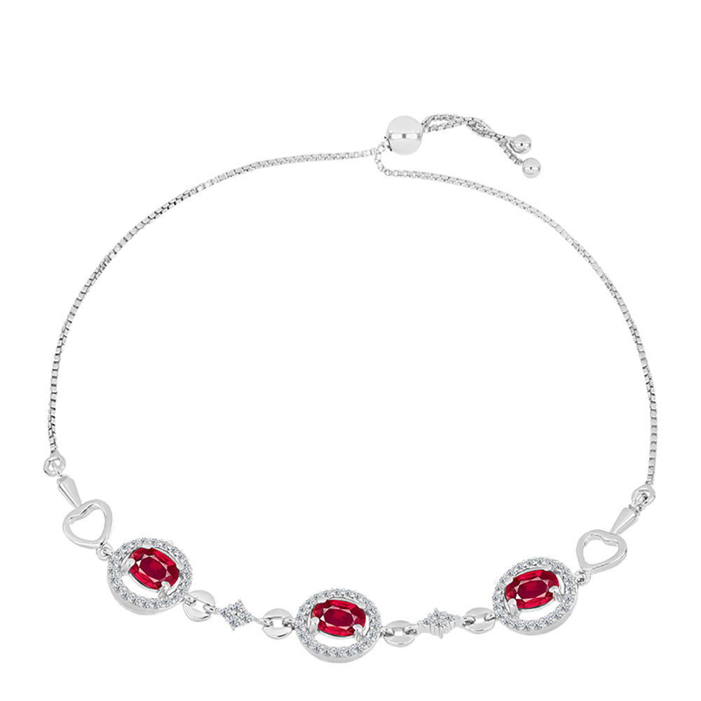 Pulsera de Plata con Rubí de Madagascar y Topacio Blanco