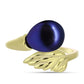 Anillo de Plata Bañada en Oro con Perla Negra de Agua dulce