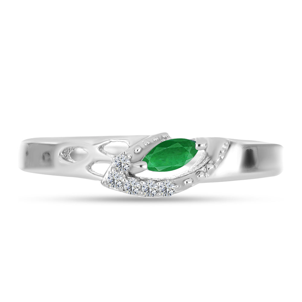 Anillo de Plata con Esmeralda de Zambia y Topacio Blanco 1 