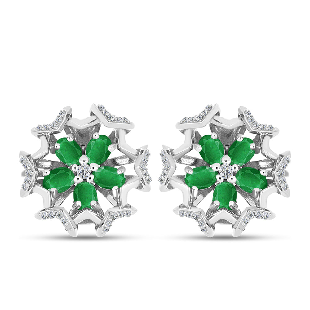 Pendientes de Plata con Esmeralda de Zambia y Topacio Blanco 1 